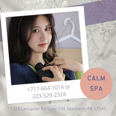 Calm Spa
 1223 Lancaster Rd Suite 104, Manheim, PA 17545
 Call us at 717-664-1014 or 223-529-2324