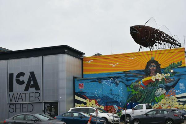 After walking past Pier Park and seeing a bunch of warehouse like buildings and a parking lot, you will see the sign