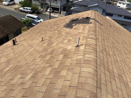 Another view of missing shingles