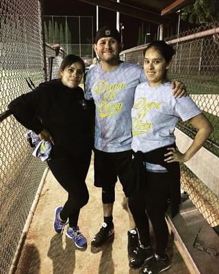 My Nephew, little sis, and me taking a pic in between innings...