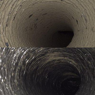 Cleaning some very dirty ducts with the "Rotobrush system"