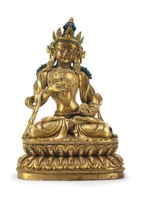 Gilt Seated Buddha with Blue Hair