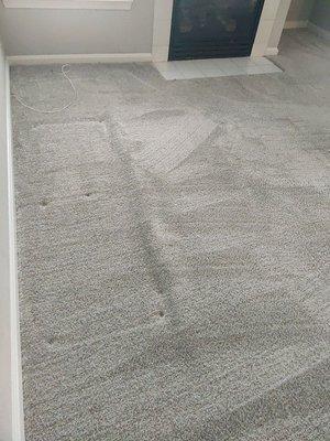 This "matted carpet" is a result of improper padding installed under the carpet.