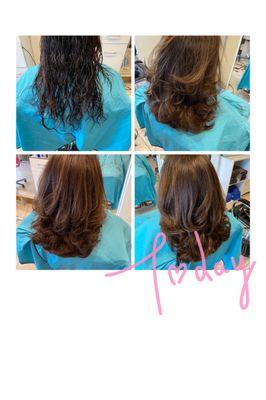 Color ,hair cut and blowout