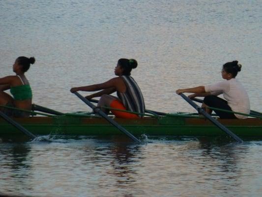 Practicing rowing for the team