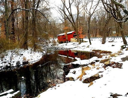 Bartram's Covered Bridge Newtown Square, PA - in snow