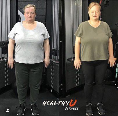 She has never worked out until stepping foot in Healthy U Fitness and now has lost 55 pounds in 6 months!