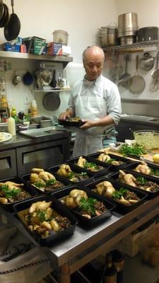 Roasted wild rice stuffed Cornish hen- in neat to go boxes compliment of chef TanI