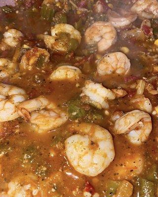 Stew Tomatoes & Okra with Shrimp