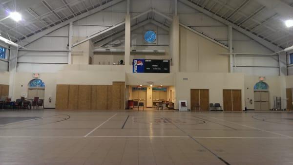 Inside the gymnasium.