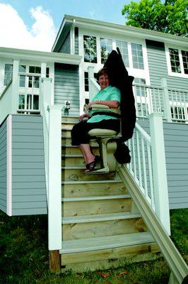 Outdoor Stair Stair lifts Can Be Installed On Wood, Concrete or Brick Stairways.