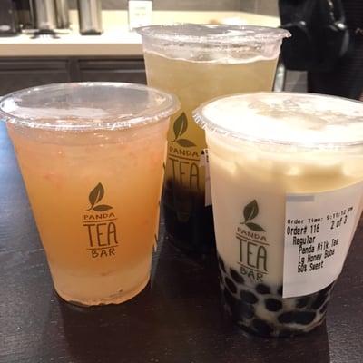 Grapefruit infused tea, Panda Oolong milk tea and Lychee infused tea in the background.