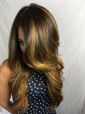 Celina Trevino's Balayage Babylights w/ Redken products