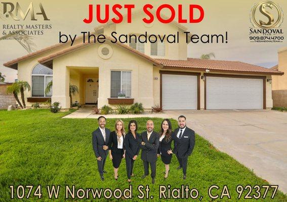 SOLD! We are proud to announce another CLOSED ESCROW in Rialto CA! A special THANKS to the ALVAREZ Family on their SALE!