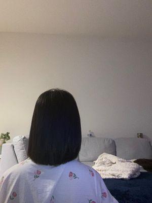 This is how it came out. It is not a bob cut