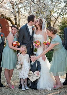 Fun bridal party pose.