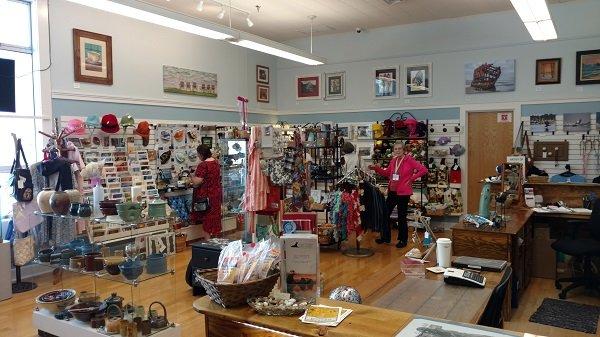 Members gift shop of locally made arts and crafts in the adjacent gift shop.