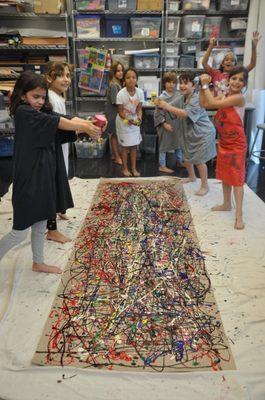 Lower Elementary students study Jackson Pollock in their art class.