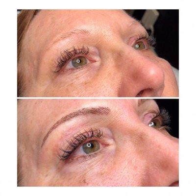 Before and after Permanent Brow Makeup. CT Licensed and SofTap Certified Micropigmentation Artist