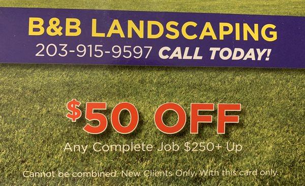 $50 Off any complete Job $250 + 
New clients only!