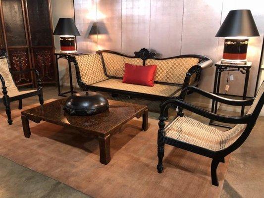 Sri Lankan Ebony Plantation Seating with Cane