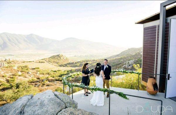 Rev. Poblano officiating a vow renewal at a winery in Valle de Guadalupe,  B.C. Mexico