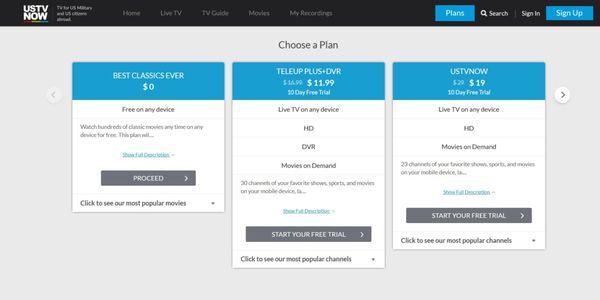 USTVnow Plans