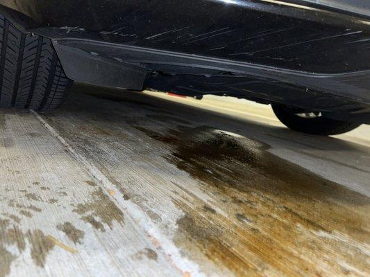 Oil leaking beneath the car