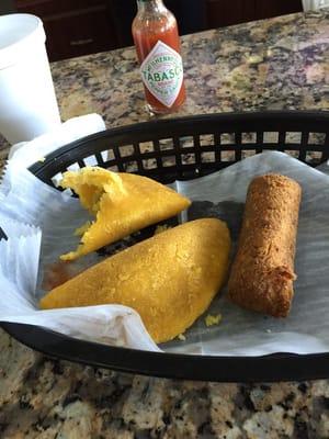 Colombian empanadas and a ham croqueta