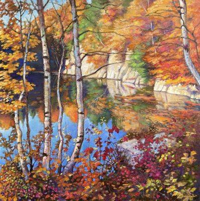 'Abandoned Quarry in Autumn' oil on canvas by Philip Hagopian