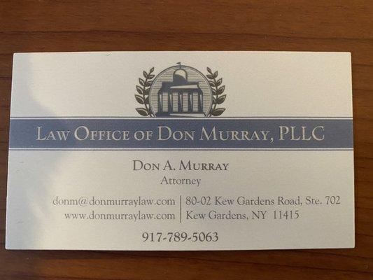 Business card for Law Office of Don Murray, PLLC