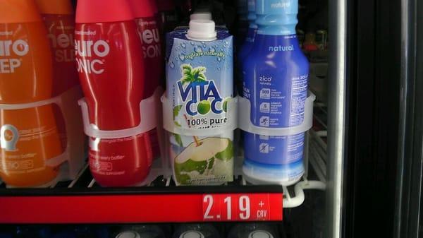 2.19 for coco water? NO! The cashier rang this up at 3.79. Watch out, they rip you off good here!