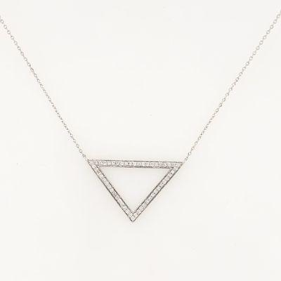 14kt White Gold Acute Triangle Diamond Modern Necklace