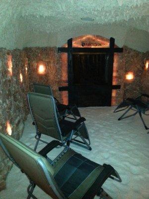 Salt Cave interior facing the fountain.