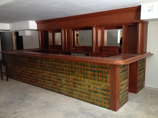 Mahogany bar with glass face