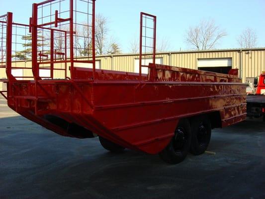 Duck Boat refinished for display at Patriot Place...