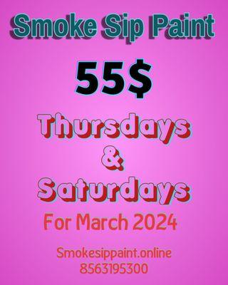 55$ Seats Thursdays & Saturdays March 2024