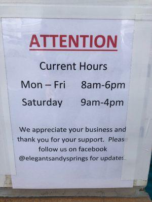 Our current store hours