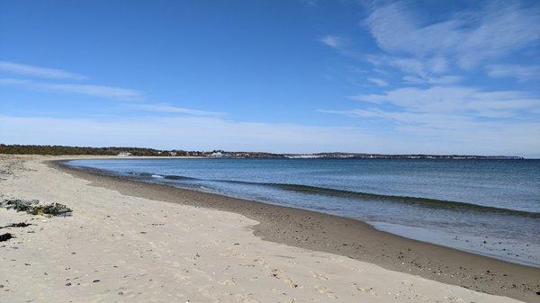 Left side of the beach.