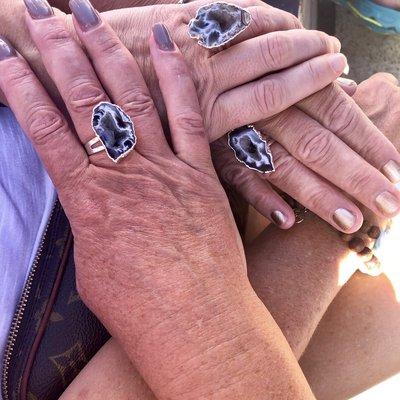 Reiki-Charged Geode Agate Rings (Adjustable)