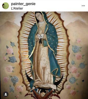 Guadalupe painting before aging effect