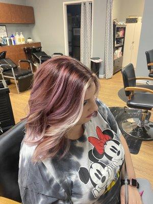 Pretty funky plum/reddish and blonde colors