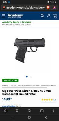 My new sig p365 from cabellas $599 @ state line.