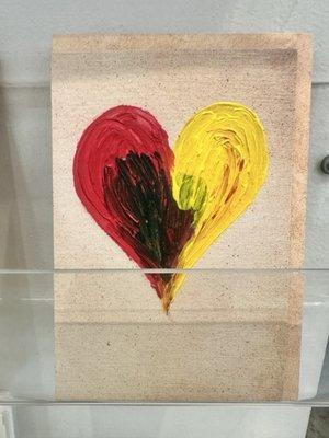 Painted heart-shaped greeting card