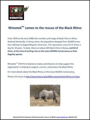 ITD Print Solutions working to save the Black Rhino