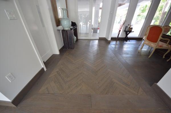 Custom Herringbone Installation.