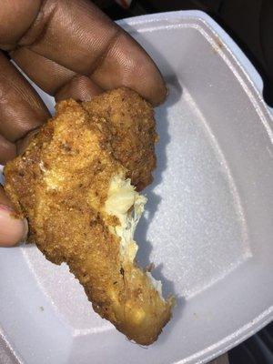 as I was eating the chicken I found a piece of hair on it.