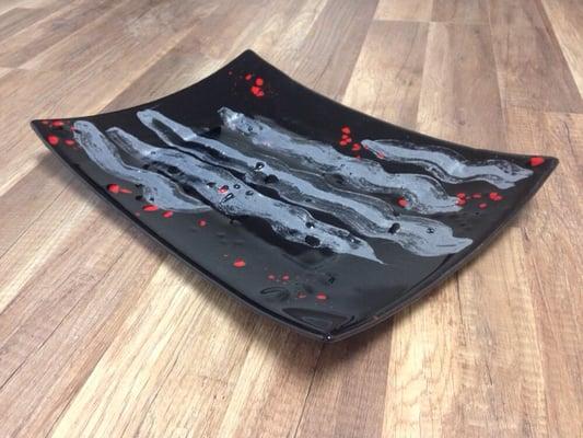 Custom 11" x 20" black platter with hand painted silver