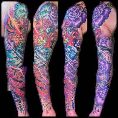 Healed bold, bright phoenix sleeve!