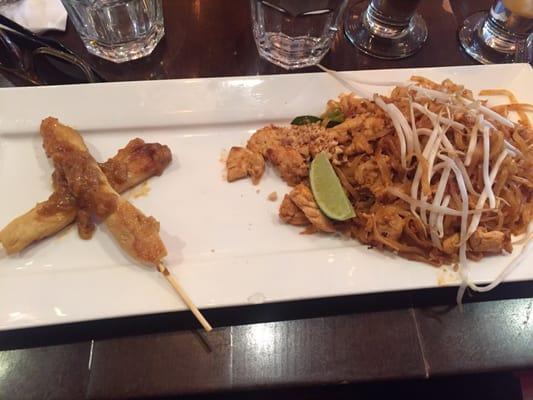 Pad Thai with Chicken Satay